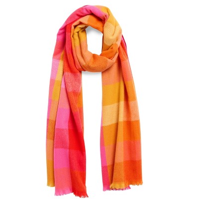 Shiraleah Pink and Orange Plaid Caroline Scarf