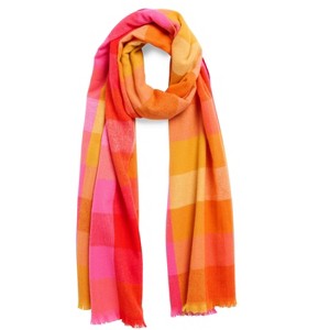 Shiraleah Pink and Orange Plaid Caroline Scarf - 1 of 4