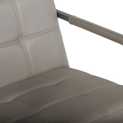 Mushroom Gray Leather and Metal Accent Chair