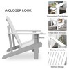 Gulches Wooden Adirondack Chair, Outdoor Patio Lawn Chair with Cup Holder, Weather Resistant Lawn Furniture, Lounge for Deck, Garden, Backyard, White - 3 of 4