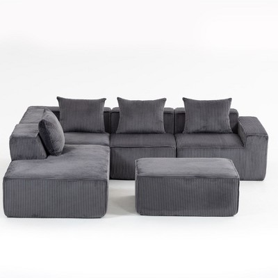 Resenkos Modular Sofa Set, Flexible Sectional Couch, Perfect for Living Room, Space-Saving & Comfortable, Corduroy, Beige