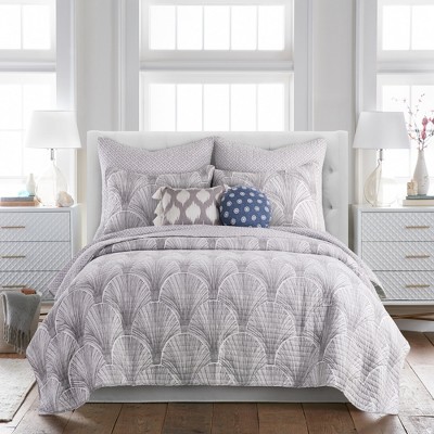 Wexford Bamboo-Inspired Grey & White Cotton Euro Sham Set