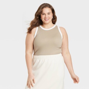 Women's Slim Fit Ribbed Tank Top - A New Day™ - 1 of 3