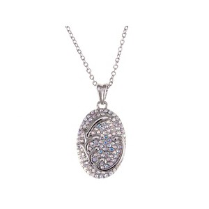 Anna-Kaci Silvery Tone Manifest Love Crystal Rhinestone Necklace - 1 of 4