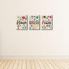 Big Dot of Happiness Garden Gnomes - Forest Gnome Kids Bathroom Rules Wall Art - 7.5 x 10 inches - Set of 3 Signs - Wash, Brush, Flush - 3 of 4