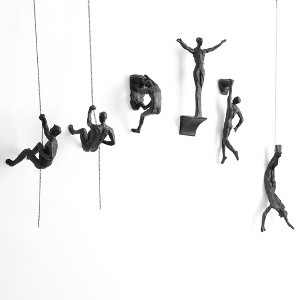 Large Climbing Man Wall Sculpture Set of 6 - 1 of 4