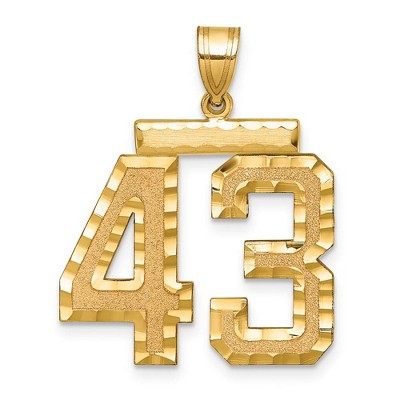 Black Bow Jewelry 14k Yellow Gold, Varsity Collection, Large D/C Pendant Number 43