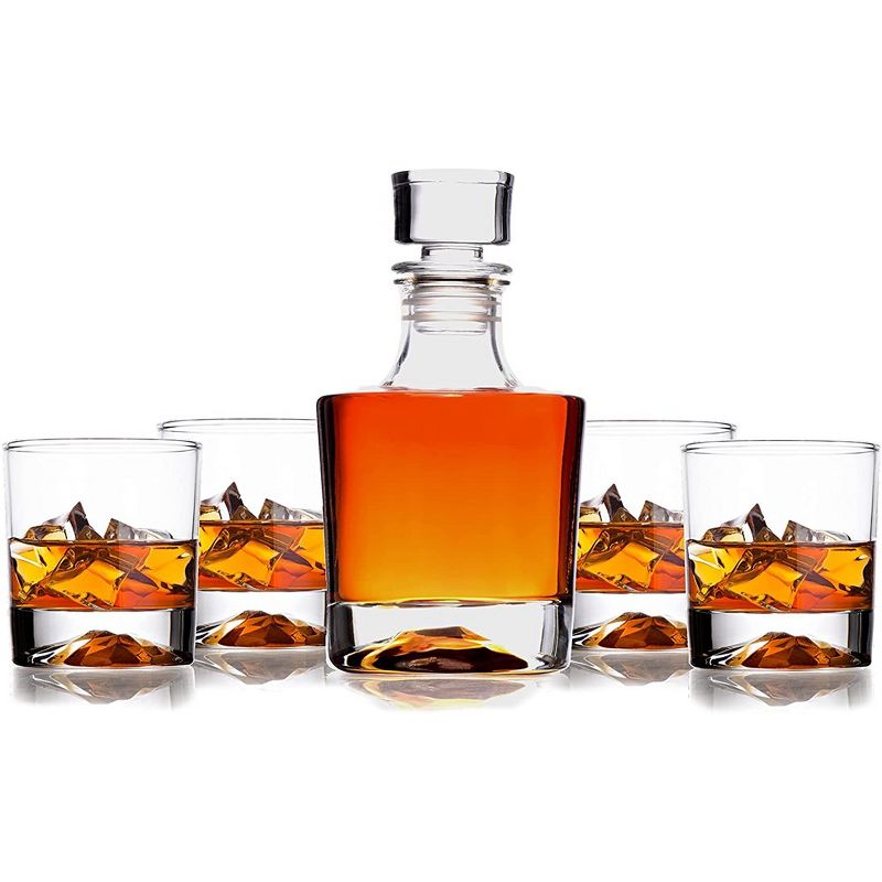 Bezrat Whiskey Decanter & 4 Whiskey Glasses Set, 1 of 9