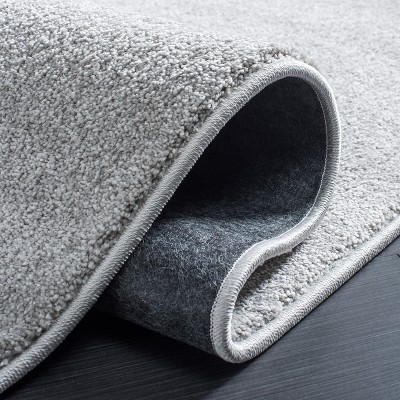 Light Gray Hand-Knotted Solid Synthetic Area Rug