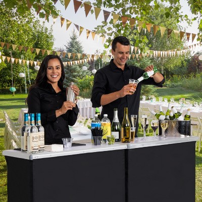 Black Portable Double Bar Table Set with Carrying Case