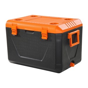 VEVOR Portable Cooler, 63 QT Hard Cooler with Ice Retention, Heavy-Duty Handles and Cup Holder, Lightweight Rigid Material Insulated, Orange - 1 of 4