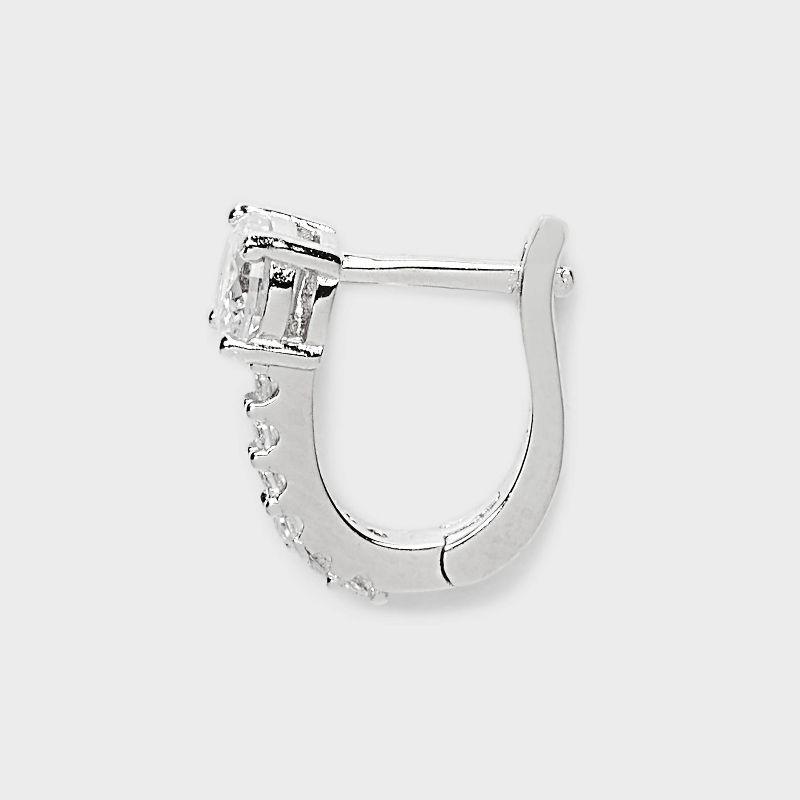 Sterling Silver CZ Huggie Hoop Earrings - A New Day&#8482; Silver, 4 of 5