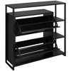 eHemco 2-Door Shoe Cabinet with 4 Shelves, Modern Storage Organizer, Black Metal Frame, 2 Flip Drawers - 4 of 4