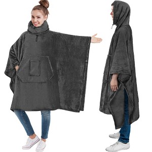 PAVILIA Wearable Blanket Women Men, Oversized Hoodie Sweatshirt Sweater Neck Warmer, Fleece Soft Hug Sleep Pod - 1 of 4
