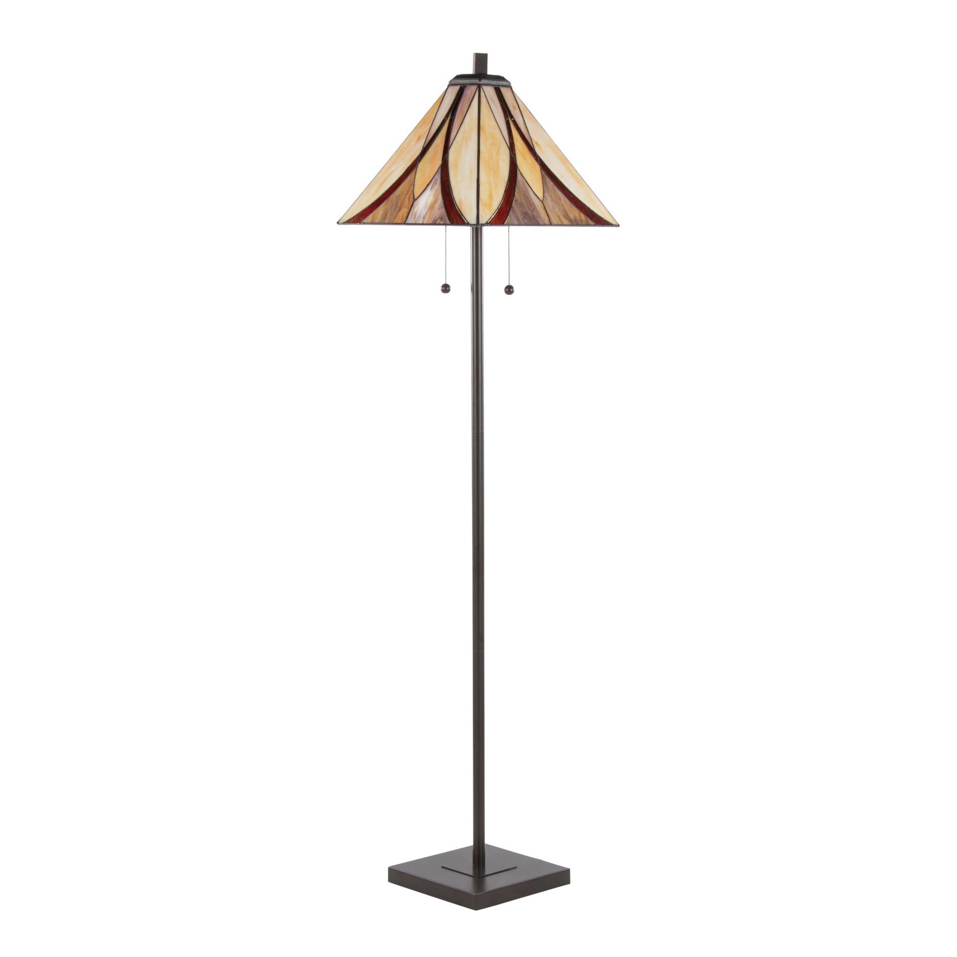 GDFStudio Sawyer Tiffany-Style Oil Rubbed Bronze Metal 63" Floor Lamp, Brown