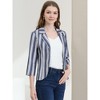 Allegra K Women's Striped 3/4 Sleeves Open Front Casual Notched Lapel Blazer - 2 of 4