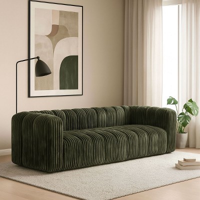 Corduroy Multi-Seat Sofa,Two-Seater with Solid Wooden Frame,Elegant Neutral Tones for Living Rooms and Offices - The Pop Home