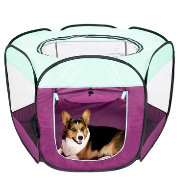 Large Purple Mesh Pet Playpen with Zippered Door