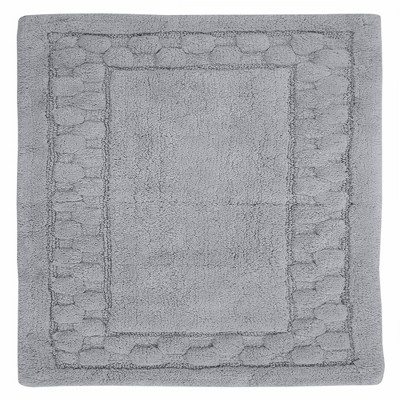 Sculptured Border Soft Plush Cotton Non-Slip Bath Rug Silver by Castle Hill