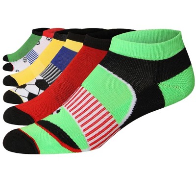 JAMES FIALLO Men's 6-Pairs Low Cut Athletic Colorful Arch Support Soccer Spirit Men's Running Socks