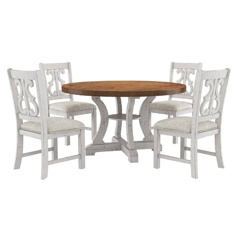 5pc Lexin Round Dining Table Set, Round Antique Table And Chairs