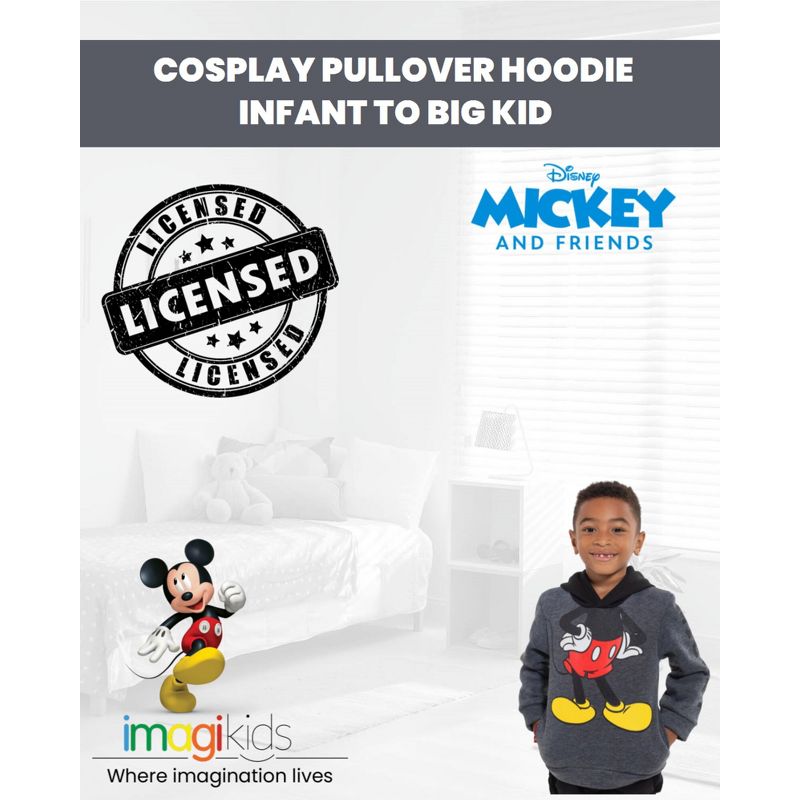 Disney Mickey Mouse Winnie the Pooh Fleece Cosplay Pullover Hoodie Toddler, 2 of 8