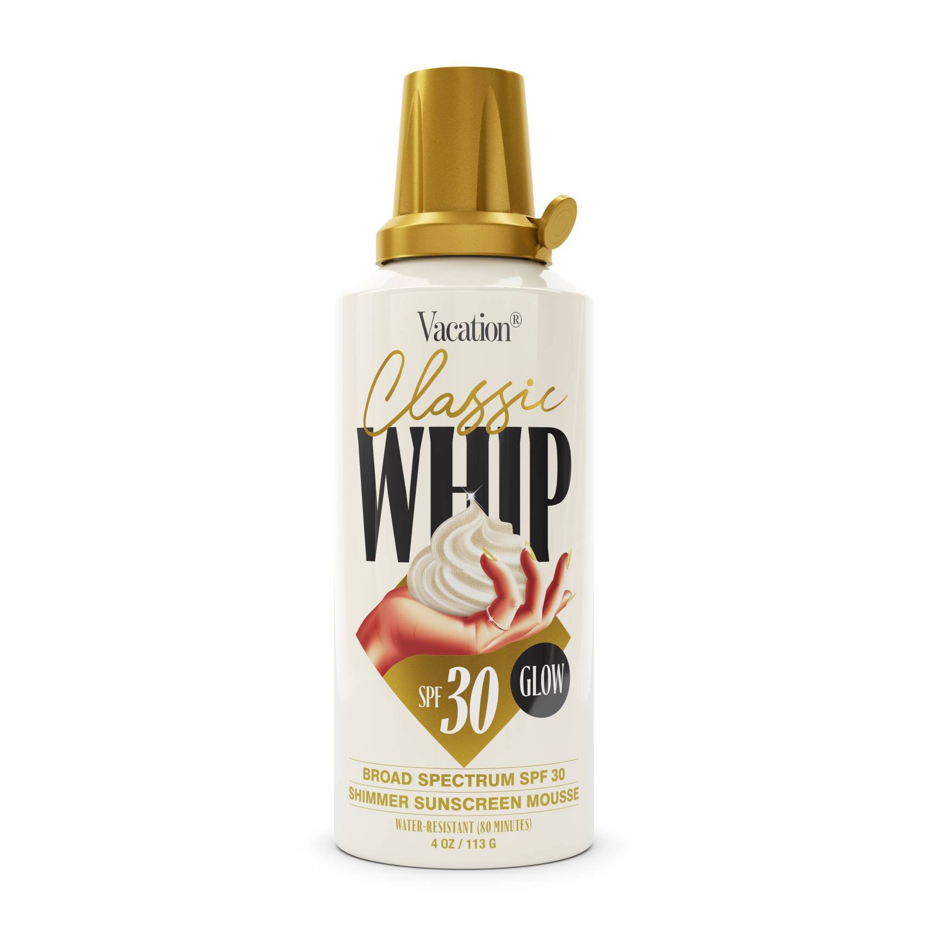 Vacation Classic Whip Glow SPF 30 - 4 fl oz: Whole Body Sunscreen, Foam, Pineapple, Banana, Coconut Scent