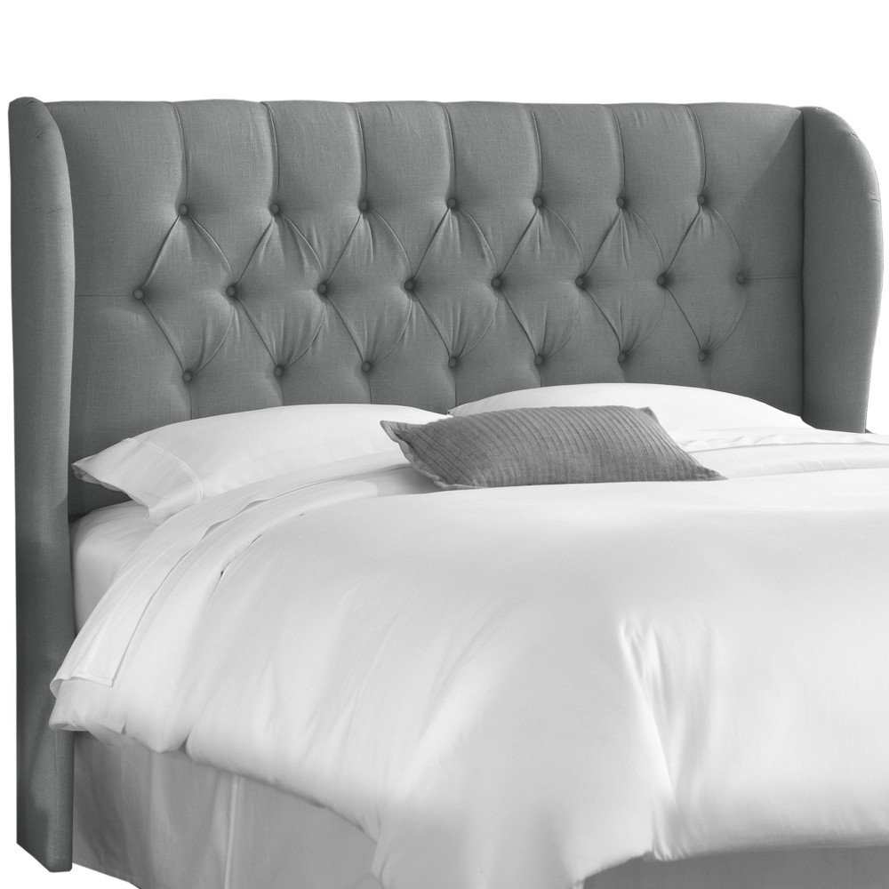 Photos - Bed Frame Skyline Furniture King Tufted Wingback Headboard Gray Linen