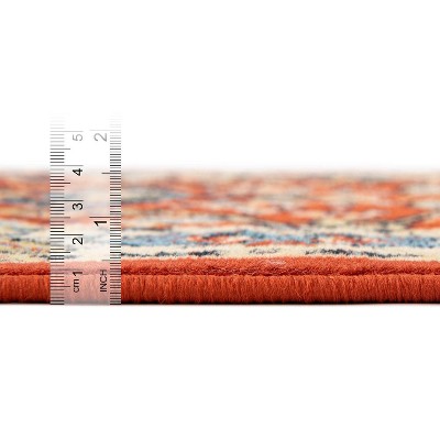 Terracotta and Ivory Square Synthetic Reversible Area Rug