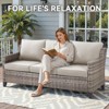 Belord High Back Outdoor Sofa Patio Couch, All-Weather Wicker Patio Furniture Sofa with Wide Armrest and Cushion for Balcony, Porch, and Deck - 3 of 4