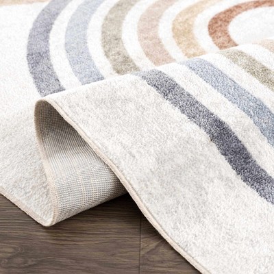 Giza Multicolor Striped Washable Polyester Area Rug 6'7" x 9'