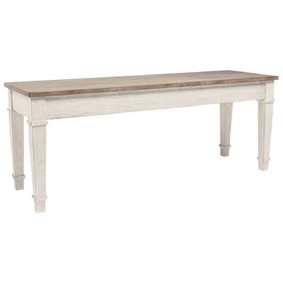 Skempton Two-Tone Transitional Storage Bench, 48" White & Light Brown