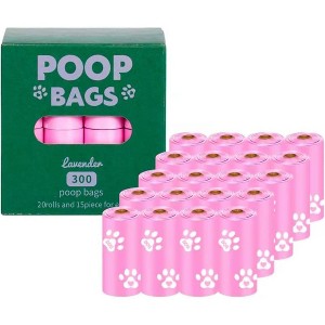 Link Dog Poop Bags, Lavender Scented, With Dispenser, 300 Bags, 20 Rolls - 1 of 4