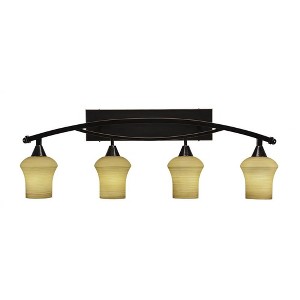 Toltec Lighting Bow 4 - Light Vanity in  Black Copper with 5.5" Zilo Cayenne Linen  Shade - 1 of 1