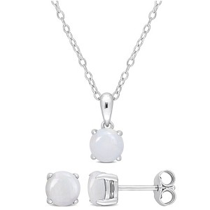 EVERLY JEWELRY | Sterling Silver Created Gemstone and Multiple Gemstones 2-Piece Set of Pendant with Chain and Earrings - 1 of 3