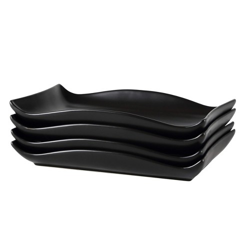 Bruntmor 10 Ceramic Plates (Set of 6), Black | Serving Platter