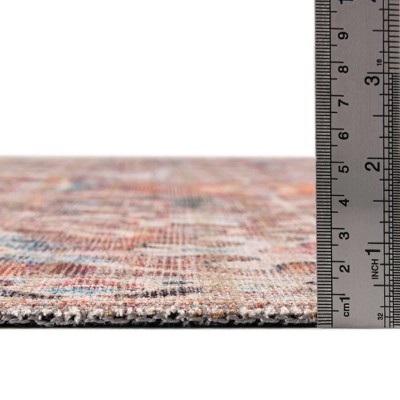 Ivory and Pink Rectangular Washable Flatweave Area Rug 8' x 10'