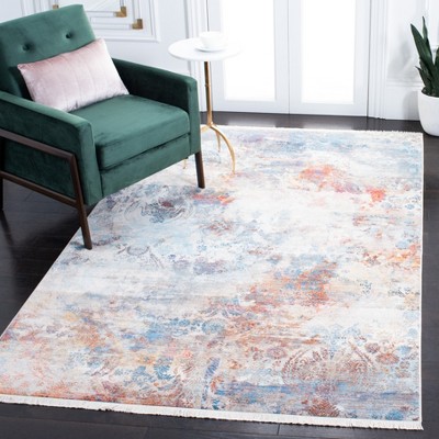 Blue and Beige 5' x 7'6" Synthetic Flat Woven Area Rug
