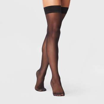 Hanes Premium Women's Back Seam Thigh High - Black : Target