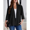 Clearlove Womens Plus Size Cardigan Casual 3/4 Sleeve Waffle Knit Duster Open Front Tops - 4 of 4
