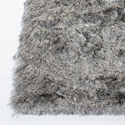 Silver Hand-Tufted Square Shag Area Rug