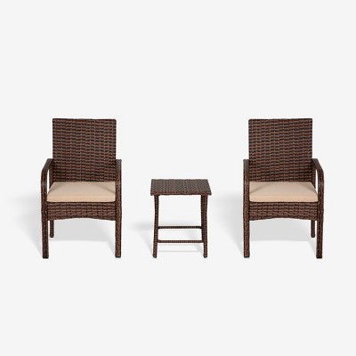 WestinTrends 3-Piece Rattan Wicker Modern Converstaion Seating Set