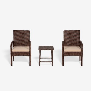 WestinTrends 3-Piece Rattan Wicker Modern Converstaion Seating Set - 1 of 4