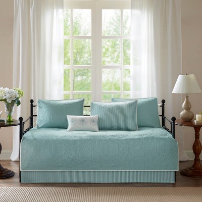 Turquoise Microfiber Reversible Daybed Quilt Set