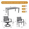 7-Piece Outdoor Dining Set, Dining Set with Swivel Rockers and Stationary Chairs, Chairs with Aluminium Frame and Foam Cushions-Coolbibila - 3 of 4