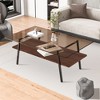 Lyngins 38.58" Modern Coffee Table with Tempered Glass Top, MDF Lower Panel & Metal Legs, 2-Tier Rectangle Center Table, Living Room Tea Table - 2 of 4