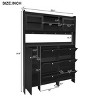 Multifunctional Tipping Bucket Shoe Cabinet With Storage Shelf And 6 Flip Drawers,Foyer Cabinet With 4 Hooks,Entryway Shoe Cabinet-Cuddlewood - 4 of 4