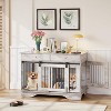 47" Dog Furniture Crate, Large Furniture Style Dog Crate w/ 2 Storage Draws & Removable Divider & Triple Door Design for Large/Medium/Small Dogs - 2 of 4