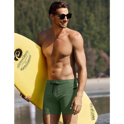 Ekouaer Mens Tight Swim Trunks Quick Dry Swim Briefs 5 inches Swimwear Zip Pockets Bathing Suit with Mesh Lining Palm Tree Blue XL — фото 2