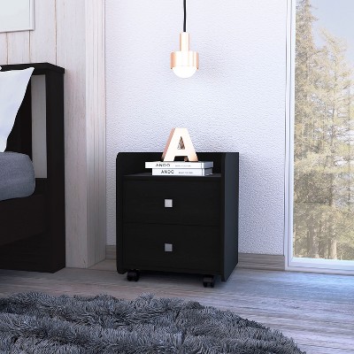 NicBex Nightstand with  Drawers,1pc Side Table with Metal Handle and ,Bedside Table for Bedroom,Living Room,Black/White/Brown